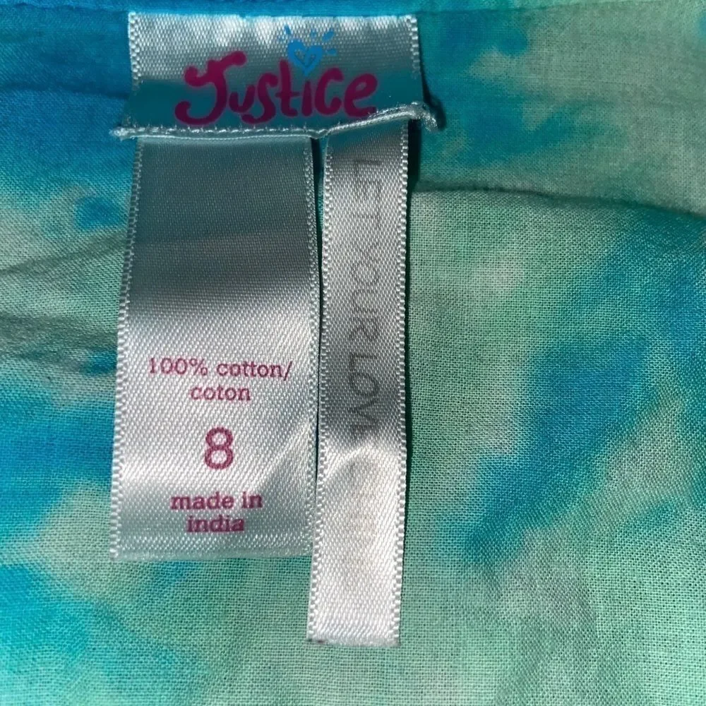 Girls justice tye dye bling button up